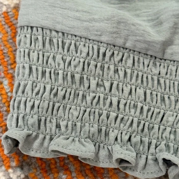 V Neck Tie Back Blouse Maurices soft green long sleeve dressy top elastic waist - Picture 2 of 8